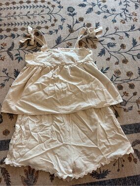 Cream Kids' Matching Tank Top & Shorts Set - Soft Summer Outfit